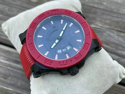 Meister Men Watch Red/Black Tone Analog Date Calendar Rubber Band Wrist Watch • $285