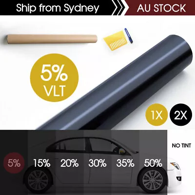 Pro Car Home Window Tint Tinting Film Black Roll 5% VLT 760mm*7m 1/2x • $27.89