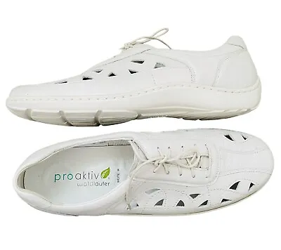 Waldlaufer Trainers Sz7.5UK Wide Fit Off White Pigalle Leather Pump Shoes BNIB • £33.24