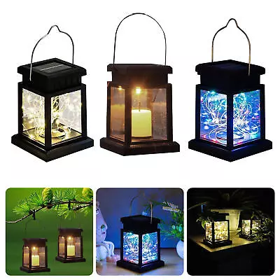  LED Solar Lantern Outdoor With Handle Waterproof Flickering Flameless • $22.19