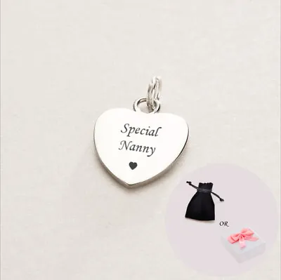 Engraved Special Nanny Heart Charm Can Be Personalised Nanny Gift Engraving • £8.99