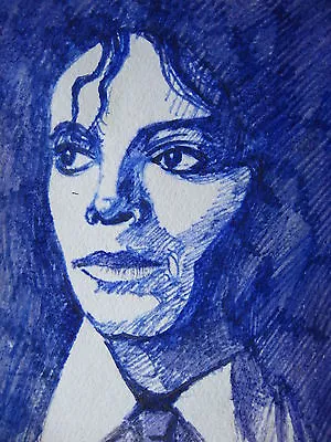 Blue Colored Pencils Painting Michael Jackson Five King Of Pop Song Music 5 X7  • $32