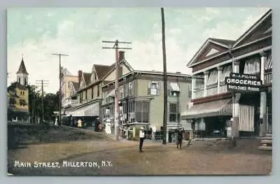 Main Street MILLERTON NY Antique Dutchess County AJ Pulver Grocery Store 1910s • $19.99