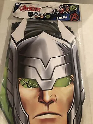 New Marvel Avengers Masks 8 Count Birthday Paper Masks Party Hulk Capt America+ • $9