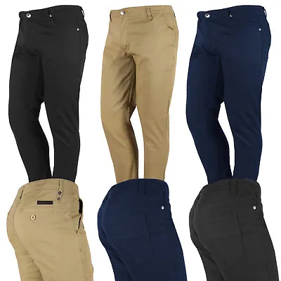 Chino Pants Mens Fashion STRETCH FLEX Twill Work School Uniform 5 Pocket SlimFit • $25.95
