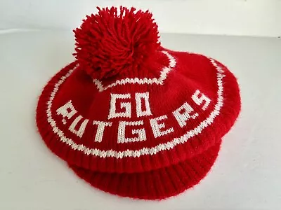 Rutgers University Scarlet Knights Vintage Red Page Boy Pom Pom Beanie • $10.95