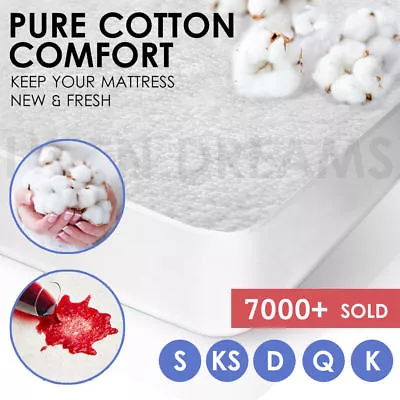 $24 • Buy All Size Terry Cotton Fully Fitted Waterproof Mattress Protector Pillow Cover