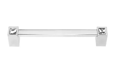 Alno Crystal 6  Center Square Cabinet Handle / Drawer Pull In Polished Chrome • $49.90