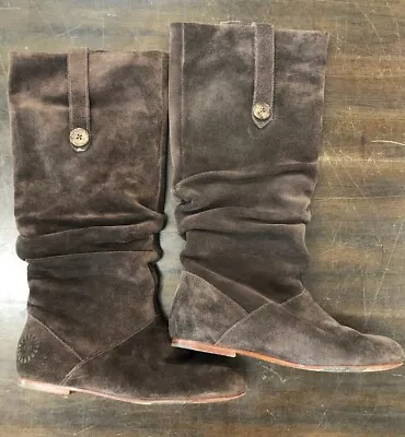 Womens UGG AUSTRALIA 1948 HIGHKOO II Chocolate Brown Suede Boots Size 6 • $32.50