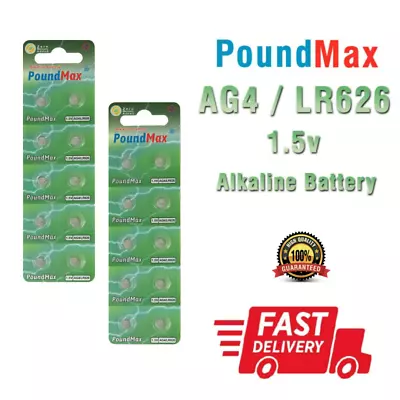 PoundMax 377 SR626SW AG4 Battery SR626 LR626 Watch Batteries Alkaline Power UK • £1.49