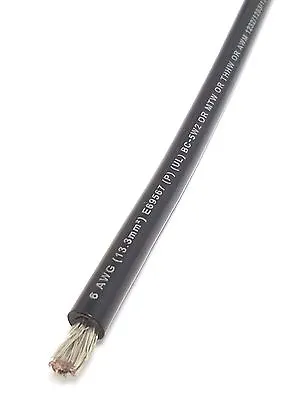 6 AWG GAUGE BLACK MARINE TINNED COPPER BATTERY CABLE BOAT WIRE Made In USA • $1.62