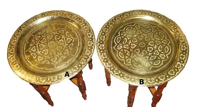 Moroccan Brass Tray Table -Moroccan Coffee Brass Table -Moroccan Brass End Table • $163.57