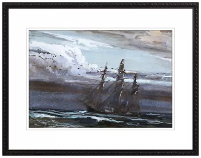 Carl Oscar Borg Original Gouache Painting Signed Nautical Seascape Ship Artwork • $2695