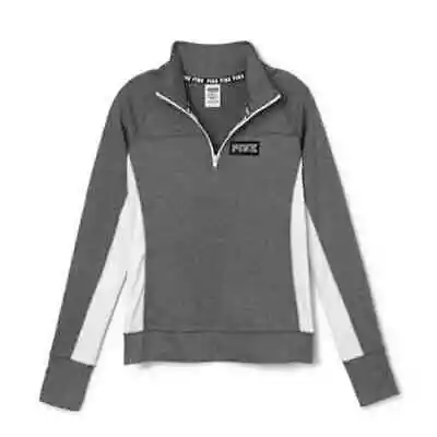 PINK Victoria's Secret Ultimate Gray Half Zip Pullover Small Athleisure  • $32.99