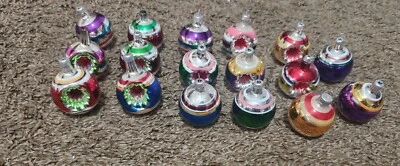 $49.99 • Buy Lot Of 17 Vintage Mercury Glass Christmas Tree Ornaments Polish Indent 
