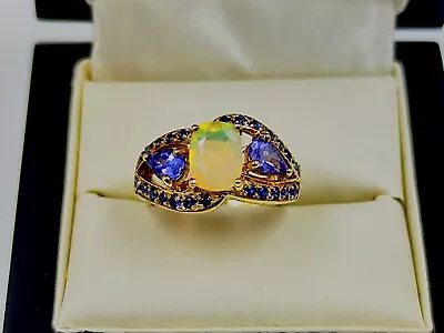 9ct Gold Ring With Opal & Tanzanite Size M Hallmarked Well Made  • £198