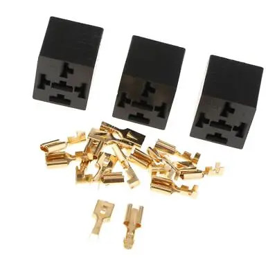 3 Pieces 5 Pin Automotive Relay Socket Holder Connector With Terminals 40A • $7.05