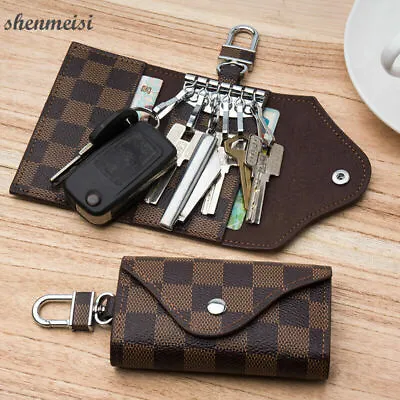$10.99 • Buy Genuine Leather Key Holder Case Keychain Pouch Bag Car Wallet Key Ring Unisex'