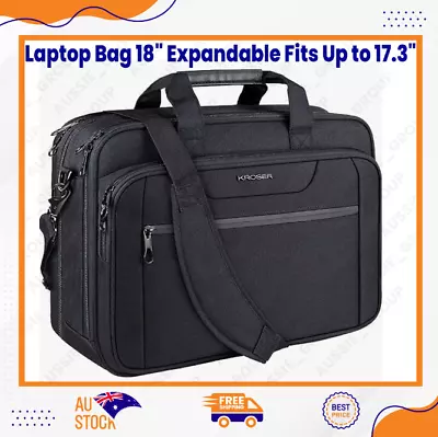 Laptop Bag 18  Expandable Fits Up To 17.3  Briefcase Large Travel Water-Repellen • $54.55