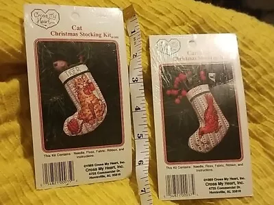 Vintage Cross My Heart Cross Stitch Kits 1989 Christmas Stockings Cat Cardinal • $15