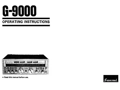 High-res Scans Of The Owner's Manual For Vintage Sansui G-9000 Monster Receiver • $21.78