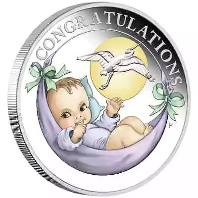 2021 Congratulations Newborn Baby Stork Lovely 1/2oz Silver Proof Coin • $85.95