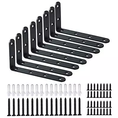 Corner Brace 8 Pcs Shelf Bracket Heavy Duty Black Steel L Corner Brace  • $14.30