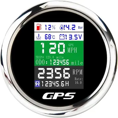 85mm 6 In 1 GPS Speedometer Tachometer Oil Pressure Water Temp Fuel Level Gauge • $59.96