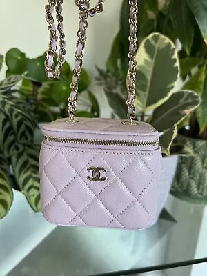 RARE NEW 2024 COLLECTION CHANEL Small Vanity Bag Handbag Caviar Purple Lavender • $3499