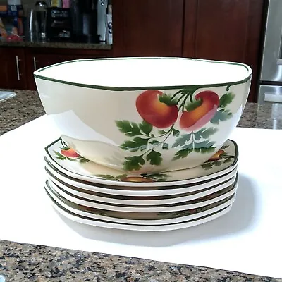Set Of 6 Villeroy & Boch Mettlach Tomato Pattern Plates And 9.5  Vegetable Bowl • $84.96