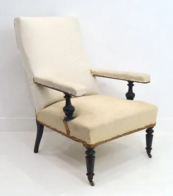 A Rare 19th Century French Napoleon III Library Chair - Reupholstery Option • £780