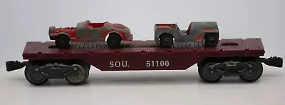 Marx Southern Flat Car Vintage 8-wheel Trucks Toy Train Railroad W/ Tootsie Cars • $28.49