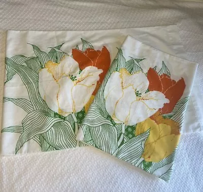 Bibb Vintage 70’s Flower Pillowcases Lot Of 2 King Huge • $11.99