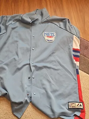 New Jersey Nets Aba Nba Hardwood Classics Warmup Jersey Shirt Size 3-4XL Button • $55