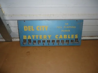 Vintage Antique Del City Battery Cables Sign / Display Man Cave Garage Gas Oil • $200