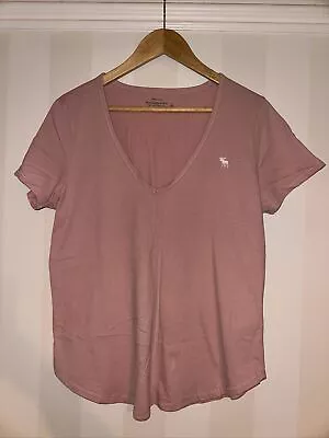 Abercrombie & Fitch Size L Pink Womens T-Shirt Top Short Sleeve • £3.84