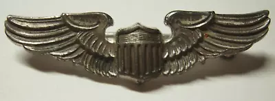 WW2 AAF Sterling Pilot's Wing - H-H Maker W Eagle Head Logo - 1 1/2 Inch - PB • $40