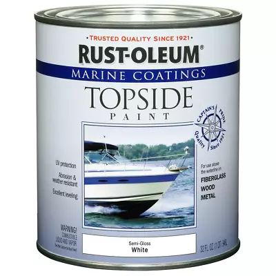 Rust-Oleum Gloss White Marine Coatings Topside Gloss Boat Paint Quart 32 Ounces • $37.64