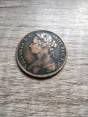 1879 British Victoria Bun Head Penny Ref58B • £11.95