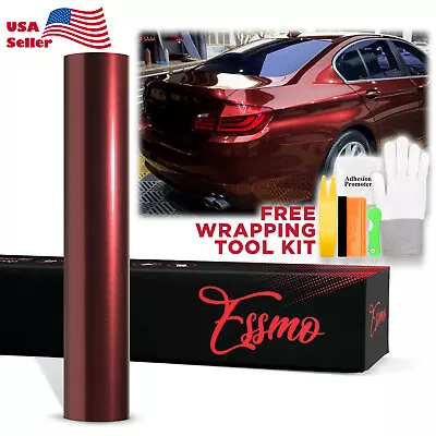 ESSMO PET Super Gloss Metallic Vampire Red Vehicle Vinyl Wrap Decal Like Paint • $472.50