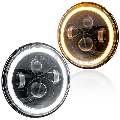 £37.96 • Buy 2x Hi/Lo + HALO 7  Inch Angeleye LED Headlight Pair For Jeep Land Rover Defender