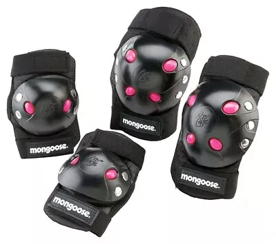 Mongoose Kids BMX Bike Gel Knee And Elbow Pad Set Black/Pink $ • $0.99