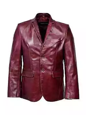 Handmade Stylish Formal Party RED Men's Pure Lambskin Soft Leather Blazer Coat • $170