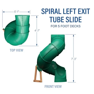 $745 • Buy Backyard Discovery Spiral Tube Slide - Left Exit, Green - Mounts To 5 Ft Deck