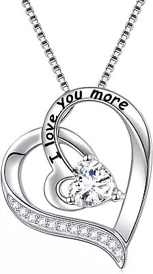 Gifts For Mom I Love You More Heart Necklace For Women Girls 925 Sterling Silver • $74.76