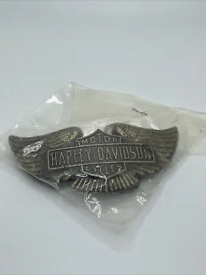 Vintage 70s HARLEY DAVIDSON Brass Eagle Wings  Belt Buckle 4.5  New Old Stock. • $34.99