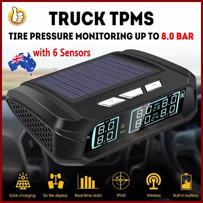 Wireless LCD Car Solar Wheel Tyre Pressure System Alarm Monitor With 6 Sensors • $74.15