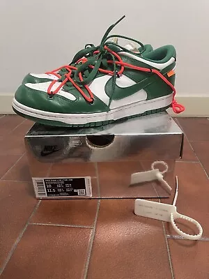 Nike Dunk Low Off-White Pine Green White Sneakers CT0856-100 Mens Size US 10 • $599