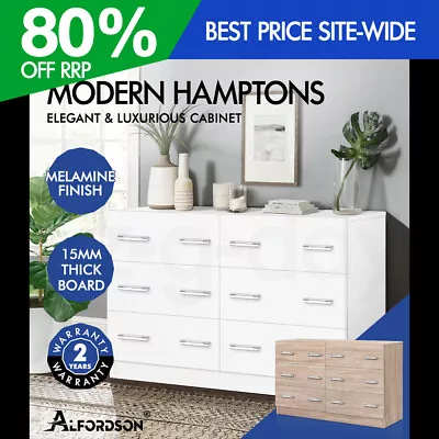 ALFORDSON 6 Chest Of Drawers Tallboy Storage Cabinet Dresser Hamptons Furniture • $189.95