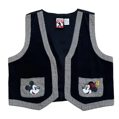 Vintage Disney Mickey INC Mickey Mouse Mini Houndstooth Vest Large • $48